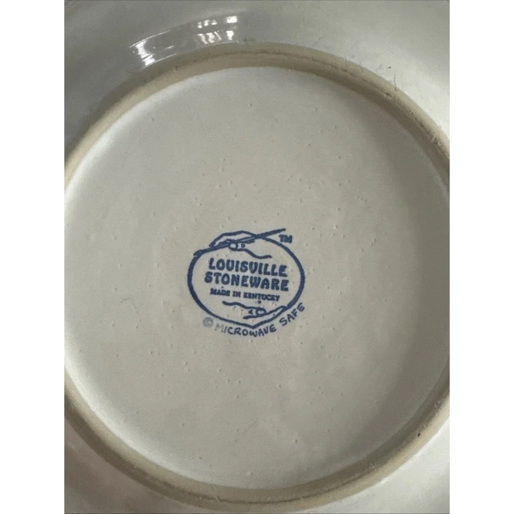 Louisville Stoneware USA Bachelor button 11 inch dinner plate, Slate Blue/Forest